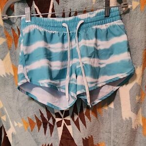 Aqua Tie-Dye Women's Athletic Shorts